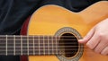 Acoustic Guitar Arpeggios. Man Playing Guitar Outdoors On The Acoustic Western Guitar With Steel. Romantic Mood, Musical Royalty Free Stock Photo