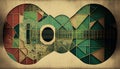 Acoustic guitar background with an abstract vintage distressed texture Royalty Free Stock Photo