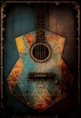 Acoustic guitar background with an abstract vintage distressed texture Royalty Free Stock Photo