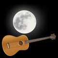 Acoustic guitar in the background of the moon Royalty Free Stock Photo