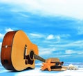 Acoustic guitar on the beach