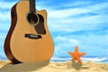 Acoustic guitar on the beach
