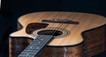 Acoustic guitar with a beautiful wood on a black background Royalty Free Stock Photo