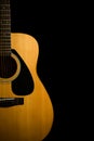 Acoustic guitar on black background Royalty Free Stock Photo