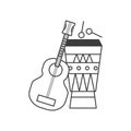 acoustic guitar with bongo drum