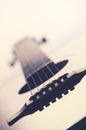 Acoustic guitar bridge close up Royalty Free Stock Photo