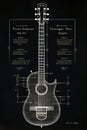 Acoustic guitar chalk sketch drawing. Poster design. Generative Ai