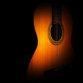 Acoustic guitar closeup. Classical guitar close up