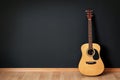 Acoustic guitar in empty room Royalty Free Stock Photo