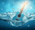 Acoustic guitar in fire and water high resolution acoustic guitar in fire and water Illustration for guitar concert poster