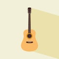 Acoustic guitar flat design vector illustration. Isolated silhouette classic guitar. Musical string instrument collection. Royalty Free Stock Photo