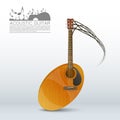 Acoustic guitar in the form of notes Royalty Free Stock Photo