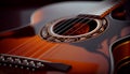 Acoustic guitar fretboard close up ,generative AI