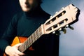 Acoustic guitar guitarist playing Royalty Free Stock Photo