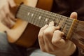 Acoustic guitar guitarist playing. Royalty Free Stock Photo