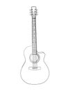 Acoustic Guitar. Hand drawn sketch. Royalty Free Stock Photo