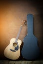 Acoustic guitar with hard case Royalty Free Stock Photo