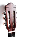 Acoustic guitar head on white Royalty Free Stock Photo