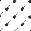 Acoustic guitar icon in black style isolated on white background. Musical instruments pattern stock vector illustration Royalty Free Stock Photo