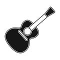 Acoustic guitar icon in black style isolated on white background. Picnic symbol stock vector illustration. Royalty Free Stock Photo