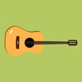 Acoustic guitar icon. Vector illustration of the musical instrument. Flat style design with long shadow.