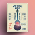 Acoustic Guitar Live Music Night Party Concert Poster or Flyer or Banner Template. Vector Illustration. Royalty Free Stock Photo