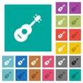 Acoustic guitar square flat multi colored icons