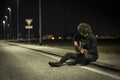 Acoustic Guitar Musician Night Sidewalk