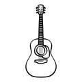 Classical guitar outline illustration on white background