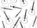 Acoustic Guitar Pattern Sketch Royalty Free Stock Photo