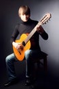 Acoustic guitar player guitarist playing classical guitar Royalty Free Stock Photo
