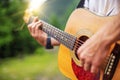 Acoustic Guitar Playing. Royalty Free Stock Photo