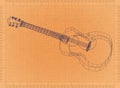 Acoustic guitar - Retro Blueprint Royalty Free Stock Photo