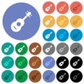 Acoustic guitar round flat multi colored icons