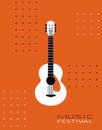Acoustic guitar silhouette poster Royalty Free Stock Photo