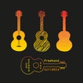 Acoustic guitar silhouette set Royalty Free Stock Photo