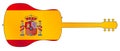 Acoustic Guitar Silhouette With Spanish National Flag Royalty Free Stock Photo
