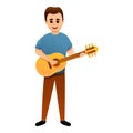 Acoustic guitar singer icon, cartoon style