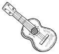 Acoustic guitar sketch. Hand drawn classic music instrument