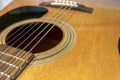 Acoustic guitar with sound hole and pickguard Royalty Free Stock Photo