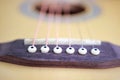 Acoustic guitar strings close up top view with empty space for you text