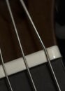 Acoustic guitar strings macro closeup