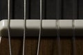 Acoustic guitar strings macro closeup
