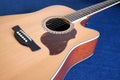 Acoustic guitar top with six strings isolated closeup Royalty Free Stock Photo