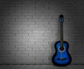 Acoustic guitar white background wall shadow Royalty Free Stock Photo