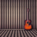 Acoustic guitar wood background. vintage style.