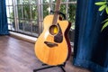 Acoustic guitar. wood guitar, music instrumental concept