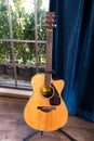 Acoustic guitar. wood guitar, music instrumental concept