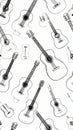 Acoustic Guitars Pattern Sketch Royalty Free Stock Photo