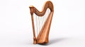 Isolated Acoustic Harp on White Background generated by AI tool Royalty Free Stock Photo